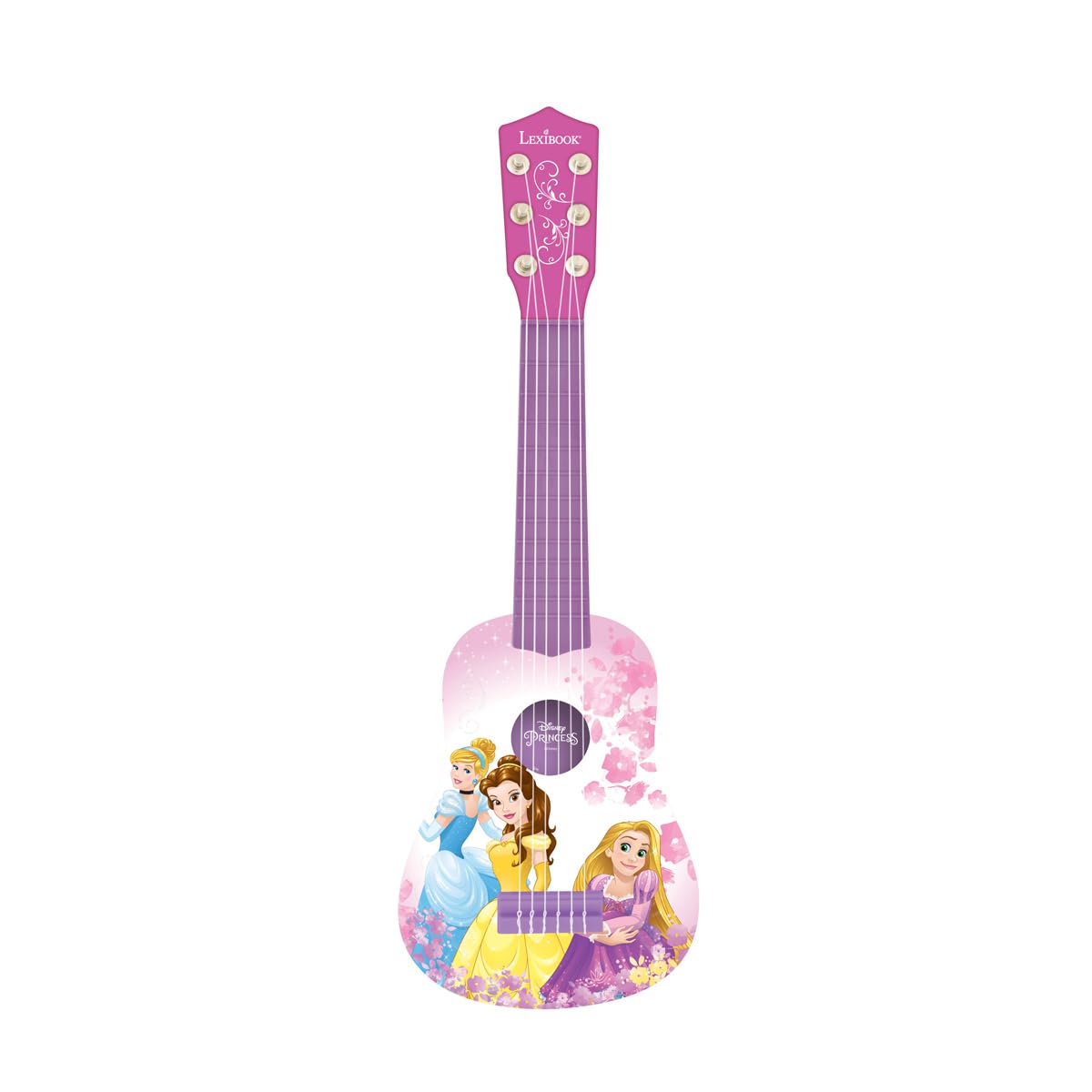 Lexibook Disney Princess Roszpunka Moja Gitara, 6 Strun Nylonowych, 53 cm, Przewodnik w Zestawie, Różowy, Fioletowy, K200DP