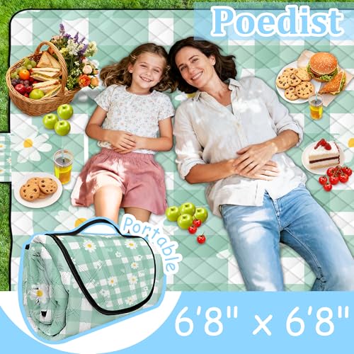 Extra Large Picnic Blanket Waterproof,80"x 80"Foldable Machine Washable Beach Blanket,Outdoor Blanket for 6-8 Adults,Suitable for Indoor Crawling,Park Beach,Camping,Hiking,Family Travel(Light green) - image 8
