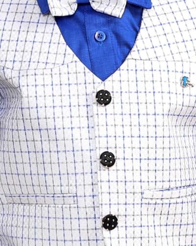 Image of Kids Suit Set for Boys, Waistcoat Shirt Pants, White and Blue, Children's