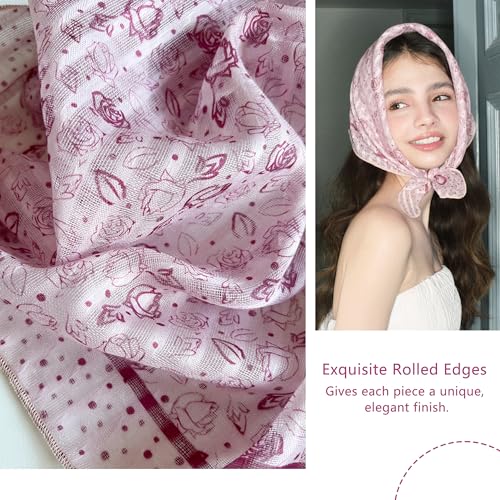 Head Scarf Cotton for Women Lightweight Womens Scarves Linen Bandanas Square Hair Scarfs & Wraps, 21" x 21", 5 Pack2