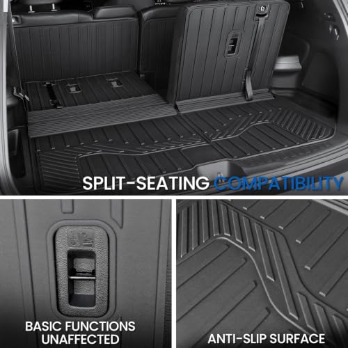 Image of Floor Mats Set for 2016-2022 Honda Pilot 8 Seats(Not Fit Elite Models), All Weather TPE Cargo Mat with Backrest Mat Accessories, Trunk Mat Cargo Liner Car Mat with Door Sill Guards