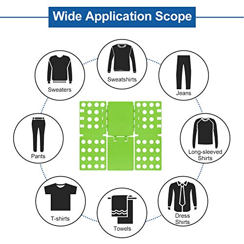 BoxLegend T Shirt Folding Board T Shirt Clothes Folder Laundry Organizer Easy and Fast for Kid and Adult to Fold Clothes Green