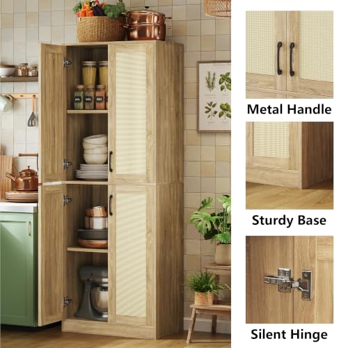 JASIWAY Rattan Pantry Cabinet, 67" Tall Kitchen Storage Cabinet with Doors by JASIWAY - Used condition - Image 4