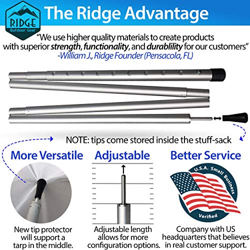 Ridge Outdoor Gear Compact Callapsible Tarp Tent Poles – Set Of 2, 5 To 6 Ft Rods, Extending Adjustable Portable For Tarps Camper Awning Tarpaulin Camping Hiking Backpacking Lighweight Replacement #TOP1