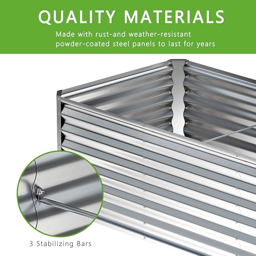 Nedenyou 2PCS 6x2x1FT Galvanized Raised Garden Bed,Planter Raised Beds-Metal Garden Box,Large Plant for Outdoor Planting, Vegetables Bed，Flower,herb-Silver by Nedenyou - Used condition - Image 4
