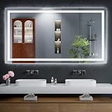 55'x30' LED Bathroom Mirror with Lights, Backlit + Front Lit with CRI90, Lighted Mirror for Bathroom, Anti-Fog, Dimmable Brightness, 3 Colors, Memory Function, Shatterproof Tempered Glass