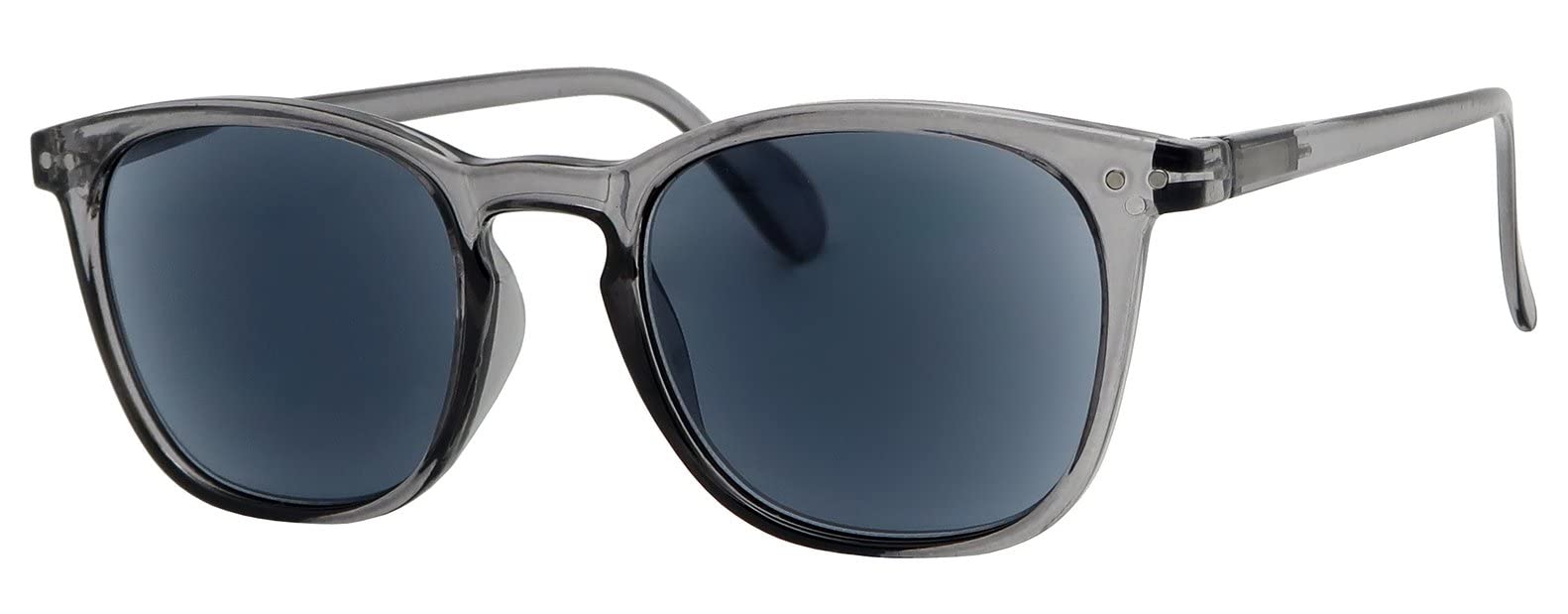 I-Sential Unisex Translucent Grey/Smoke Black Lens Reading Sunglasses Flex Temples Uv400 Black Lens Sun Readers Mens Womens Tinted Glasses & Case +1.75