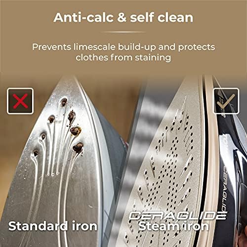 Tower T22021GLD Ceraglide Steam Iron with Fast Heat-Up, Extra Long 3 Metre Power Cord, 3100W, Black and Gold
