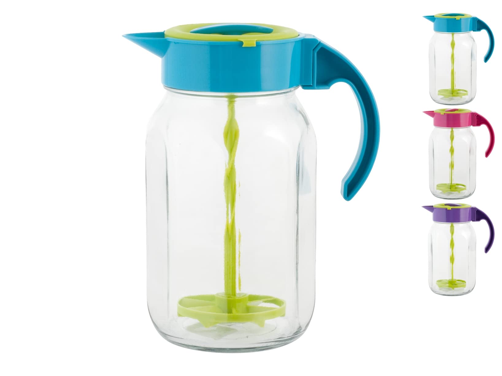 Home 7861300 Jug with Lid and Stirrer, Glass, Multi-Colour, 1.8 L, Glass