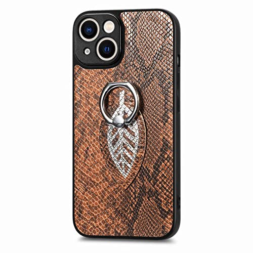 Étui de téléphone en cuir pour iPhone 13 Pro kickstand magnétique marron