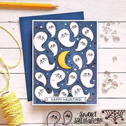 Halloween Holiday Decoration Pumpkin Ghost Spider Bat Transparent Silicone Clear Stamp Metal Die cut Set for Card Making DIY Scrapbooking Handmade Craft Photo Album Decor Embossing Stencil DIY Seal