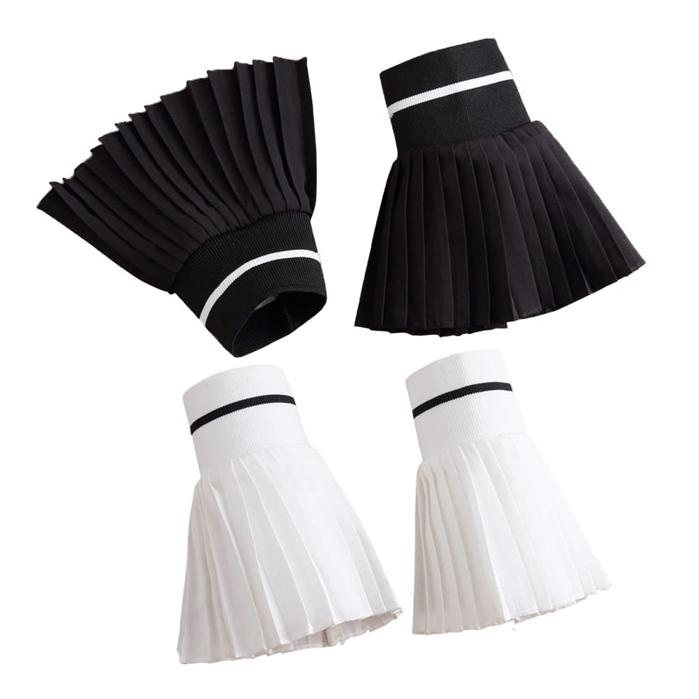 Elegtiskas Women's 33(White+Black) Wrist Lace Cuffs Short Lace Prom Gloves