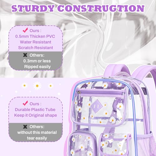 Image of PIG PIG GIRL Clear Backpack for School,Heavy Duty PVC Transparent Bookbag for Girls Stadium Approved See Through Backpack