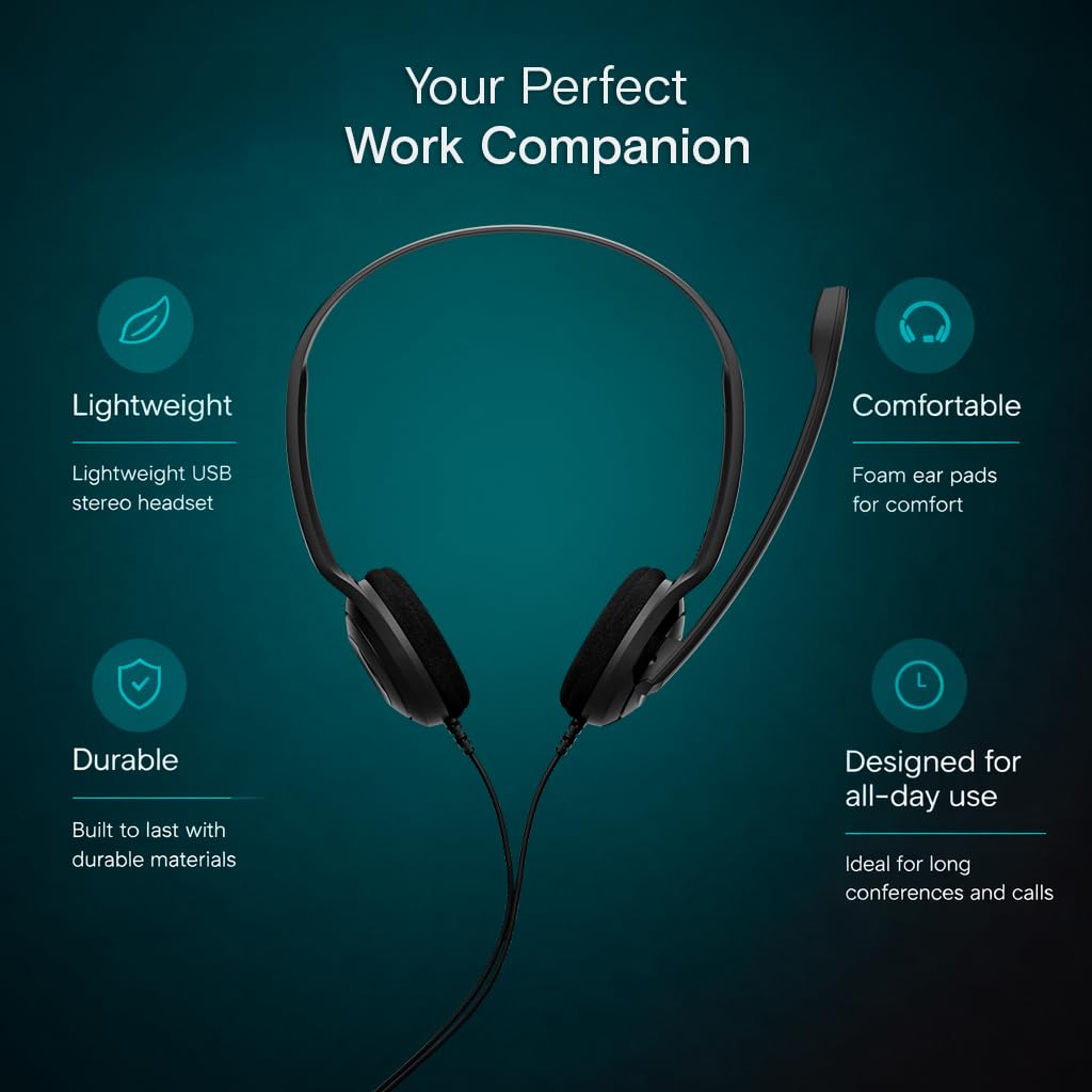 EPOS PC 8 USB A On-Ear Stereo Wired Headset with Microphone, Wired Headphones, Inline Volume Control, Mute Function, Noise-Canceling Microphone, for Laptop, PC, Mac - Online Calls, Teaching — Amazon image 4