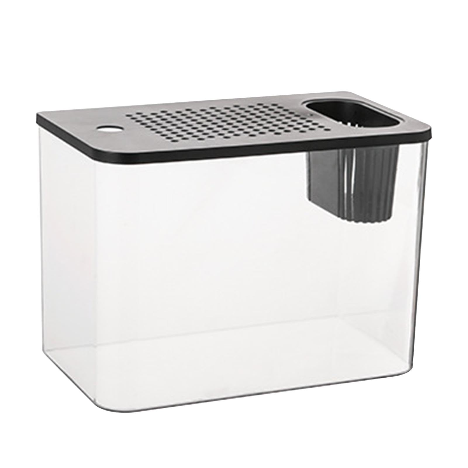 yanzisura Acuario de pecera, pecera Betta - Acuario con Tanque de Tortugas y Peces Dorados con Pantalla de Escritorio,Acuarios pequeños, Tanque Compacto, decoración de paisajismo para Peces pequeños,