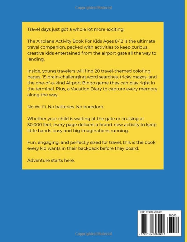 Airplane Activity Book For Kids Ages 8-12: Kids Travel Coloring | Brain Games Word Search | Airport Bingo image 3