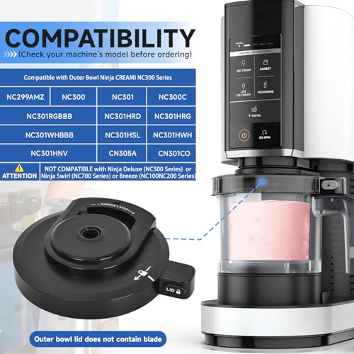 Image of Outer Bowl Lid for NC301 Ice Cream Maker,Reusable Creami Replacement Lid, Creami Accessories Compatible with NC299AMZ /NC301 /NC300 Series (NO Paddle)