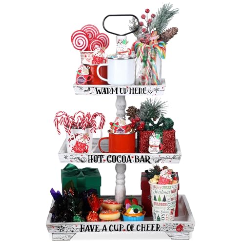 Christmas Hot Chocolate Bar Wood Cocoa Station Decorative Storage...