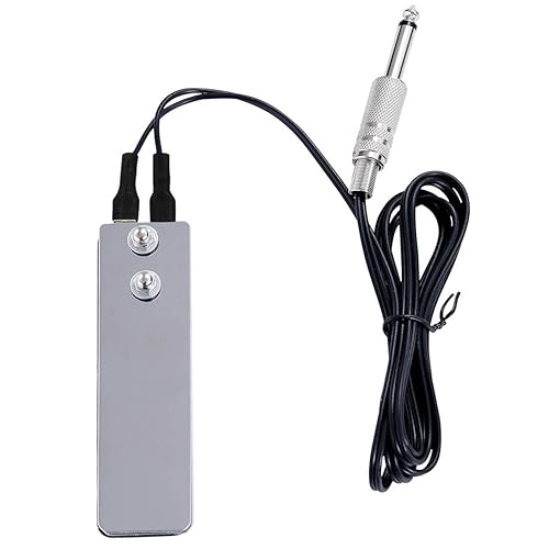 DOWEI Interruptor de pedal de pie de tatuaje, mini acero inoxidable plano, perfecto para suministros de ametralladoras eléctricas de tatuaje