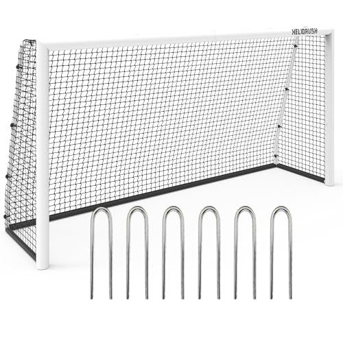 HELIORUSH Football Goal for Garden 8 x 5 ft Heavy Duty 60mm Galvanised Steel Frame Goal Posts 1000D Wear-Resistant Football Net with Tool-Free Quick Assembly for Kids & Adults Training