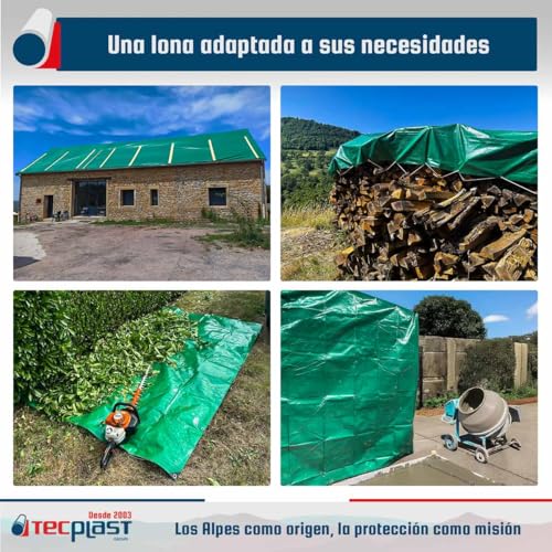 Lona impermeable 4x5 m TECPLAST HQ250MU de alta resistencia exterior verde y marrón 3