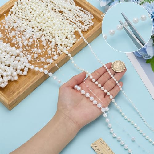Guirnalda de perlas de plástico WADORN en rollo de hilo de 30m para decoración 4