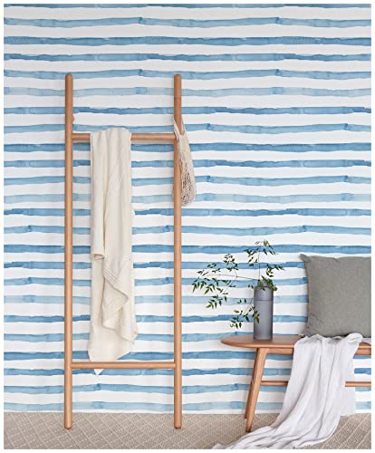 HAOKHOME Striped Peel and Stick Wallpaper Coastal Boho Removable Indigo Blue/White Vinyl Self Adhesive for Bathroom Decor 17.7in x 9.8ft HAOKHOME Striped Peel and Stick Wallpaper Coastal Boho Removable Indigo Blue/White Vinyl Self Adhesive for Bathroom Decor 17.7in x 9.8ft