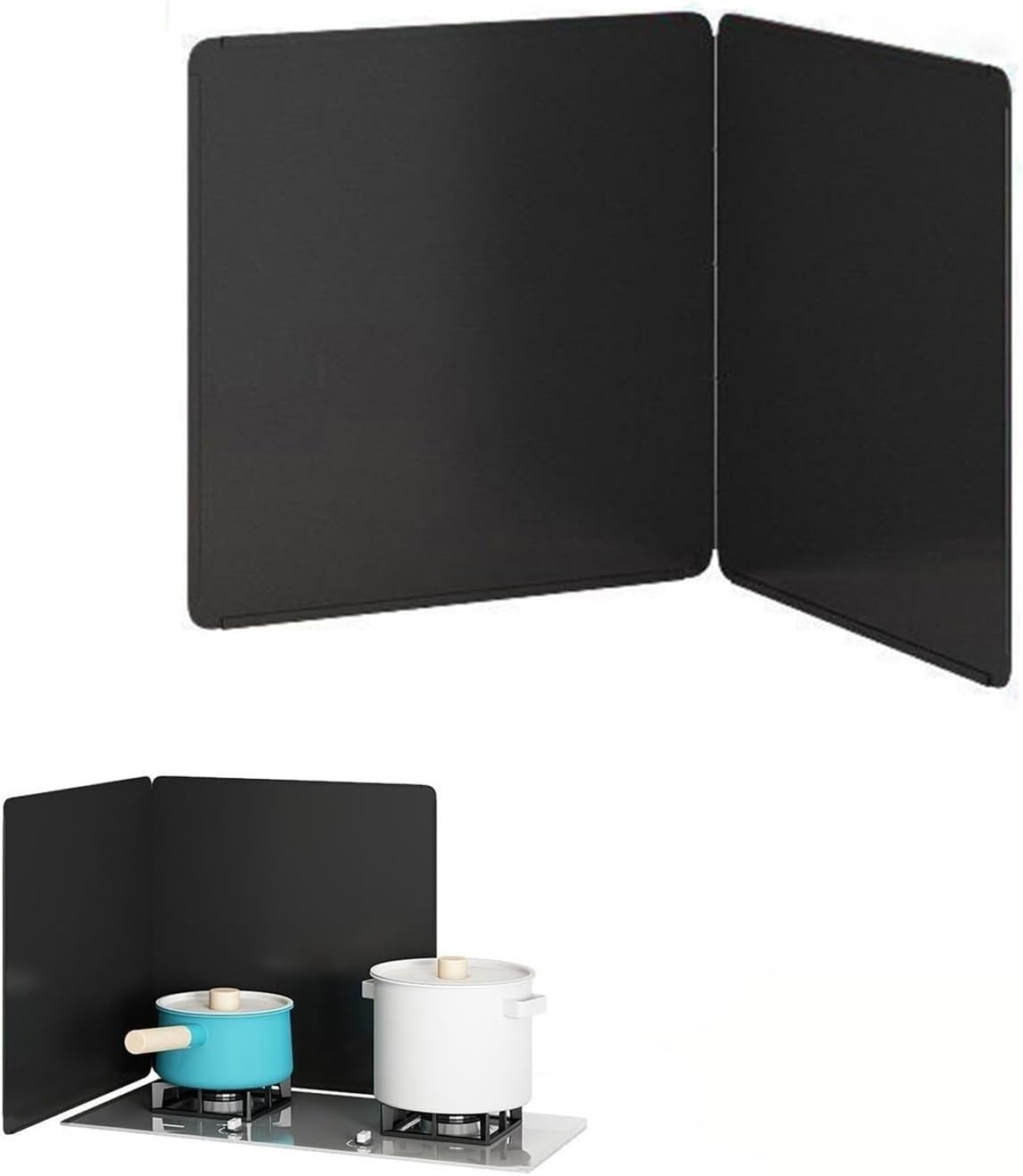 Protector antiadherente plegable de 2 lados para estufa, acero al carbono, color negro, varios tamaños (35 x 40 cm), seguro para la cocina, diseño fácil de limpiar