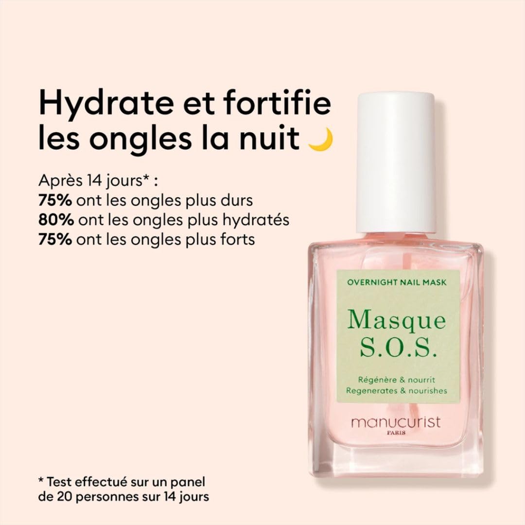 Manucurist Rescue Kit - Coffret Soins Ongles Abîmés : 1 Vernis Soin Ongle Base Traitante, 1 Masque de Nuit Réparateur, 1 Huile Cuticules Ongles - Made in France - Idee Cadeau Femme