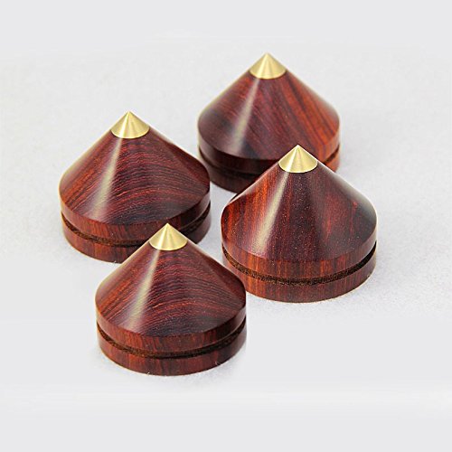 4PCS Rosewood Speaker Amplifier Shock Spikes with Audio Shock Absorber 33MM Amp Cone Speaker pad
