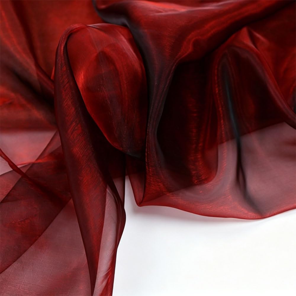 Iridescent Sheer Organza Fabric, 1.5m*1m Gradient Holographic Gauze Fabric for Costume Crafts Party Decorations, Red — image 1