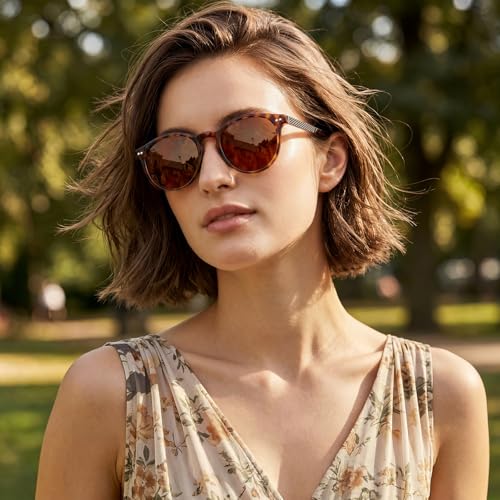 Miniatura 3 de Carfia Gafas De Sol Para Mujer Vintage,Circulares Gafas Polarizadas Mujer,100 Protección Uv