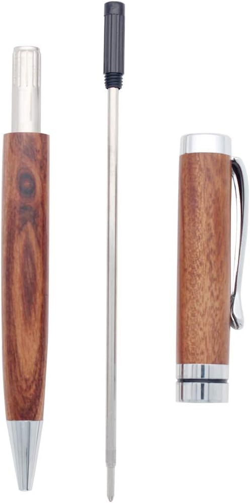 Gullor Handcrafted Rosewood Retractable Ballpoint Pen, Natural Wood Pen, Silver Clip - Image 5