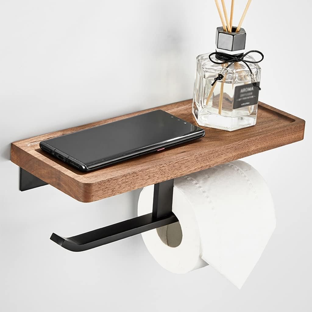 Towel Rack Black Walnut Foldable Towel Bar Rack, Bathroom Accessories Wall Mount, Toilet Brush Robe Hook Toilet Paper Holder Bathroom Hardware/Double Concave Tissue Holder