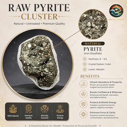 Image of Natural Pyrite Cluster Stone 40-80g | Original Raw Crystal for Money Attraction, Wealth Feng Shui, Vastu Decor & Healing Energy Best Gift (Pyrite Cluster Stone)