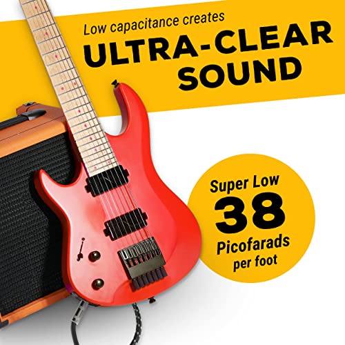 Gls Audio Instrument Cable - 1/4 Inch Ts To 1/4 Inch Instrument Cable For Bass/Electric Guitar- Black/Grey Braided Tweed, 10Ft #TOP4