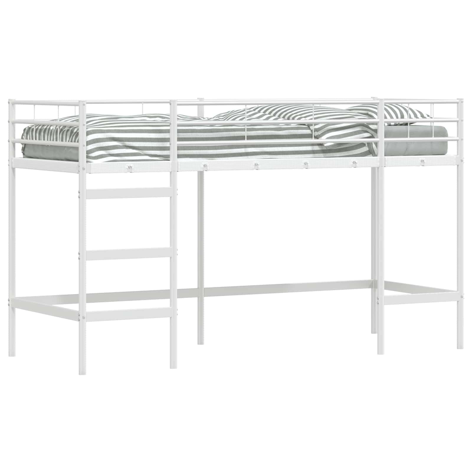 Lit Mezzanine en Acier Blanc 74.5x190 cm pour Gain de Place