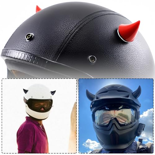 Motorradhelm Hörner,Motorrad Helm Hörner Eckdekoration,Motorradhelm Devil Demon Horn,Saugnapf Horn Helm Dekoration,Motorradhelmhorn,Helm-Hörner Teufelshörner mit Saugnapf,Helm-Dekoration,4Pcs
