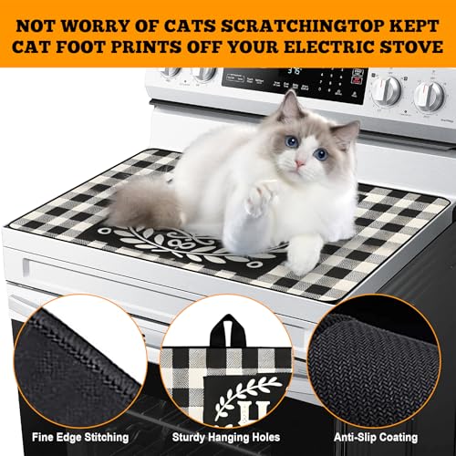 Image of Multi-Design Stove Top Cover for Glass /Electric Stoves - 3-in-1 Heat-Resistant Protector Mat, Non-Slip Drying Rack 28 inchx20 inch (Home, 28 inch L x 20 inch W)