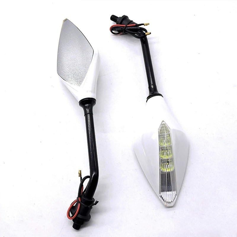 CMGGMKEZDP pour Y&amaha Mt07 Mt09 Mt10 Fz1 Fz6 Fz09 Fz8 Xsr700 Xsr900 Rétroviseur De Moto avec Clignotant 8mm 10mm Rétroviseur de Moto(Blanc)