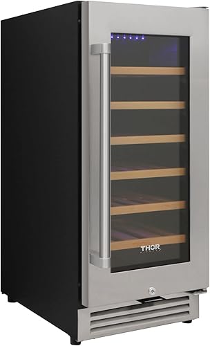 Miniatura 3 de Thor Kitchen 15 Inch Wine Cooler Under Counter 33 Bottle Wine Refrigerator Free Standing  Built-in Single Zone Stainless Steel Digital Temperature