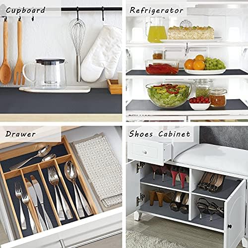 Drawer & fridge Liners Washable,Non Adhesive Shelf Liner,No Odor EVA Kitchen Cabinet & Cupboard Waterproof liner,Non Slip Drawer Liner Roll for Cabinets,Bathroom Shelves,Shoe Rack(30 x 200 cm,Gray)