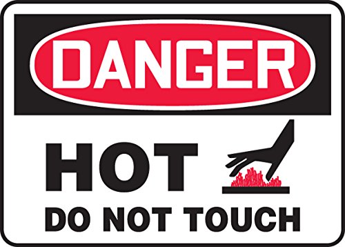 Panneau DANGER Hot Do Not Touch en vinyle adhésif de 10x14 pouces pour signalisation