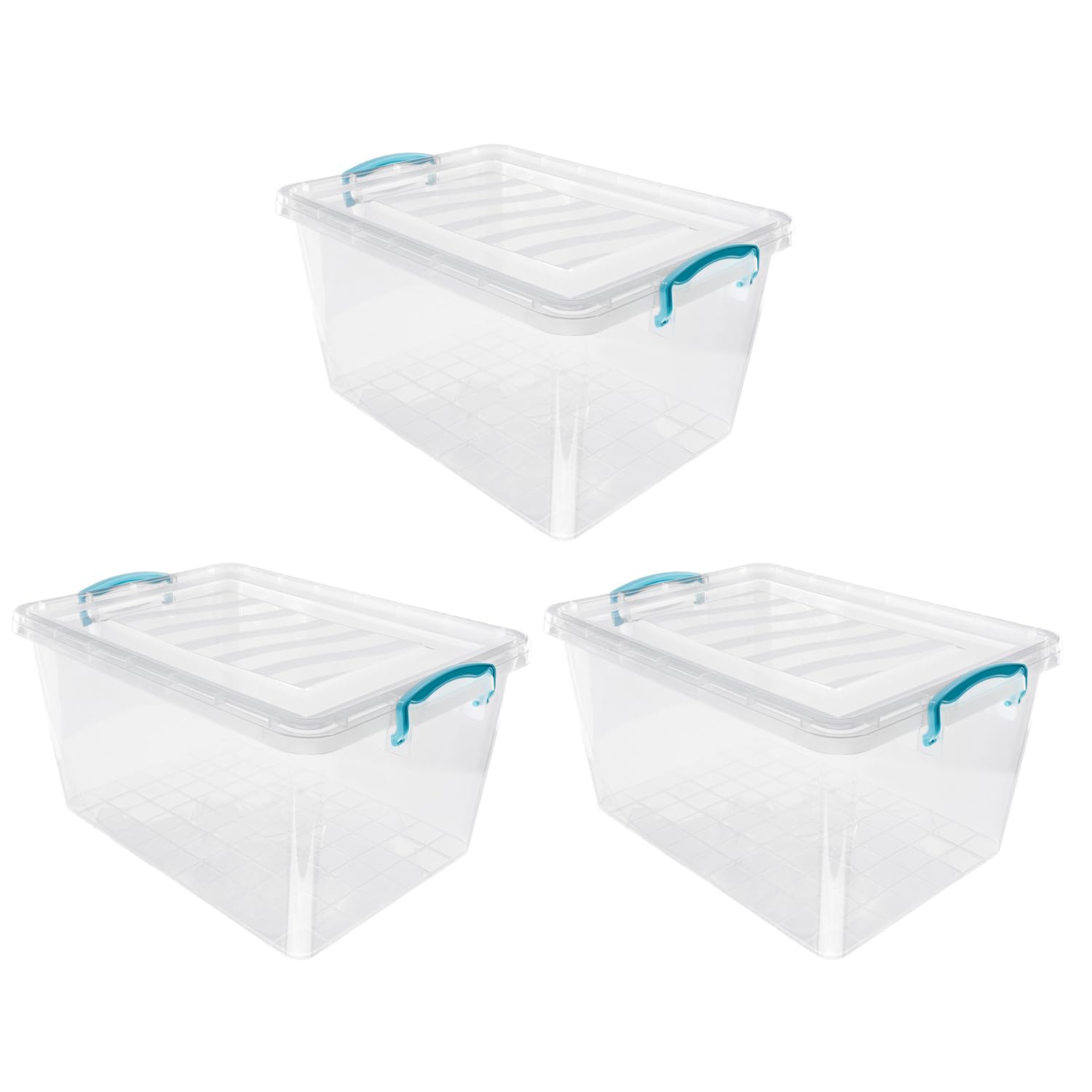 Jvl  Clear Plastic Clip Lidded Storage Box - Set Of 3, Sports Direct