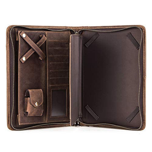 Xiaozhi Handmade Retro Leather Portfolio, Professional Executive Padfolio Document Organizer With Letter Size/A4 Writing Pad Holder, Features Tablet Case Compatible With Ipad Mini(7.9") (Wl0001) #TOP4