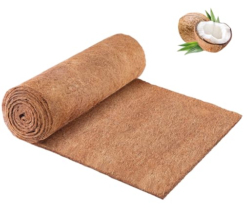 Remiawy Coco Liner Roll 16 x 120 Inch Coconut Fiber Liners for Planters Natural Coco Coir Mats Sheet for Flower Basket Garden Decoration Reptile Carpet Animal Pet Pad Window Box DIY Moss Pole