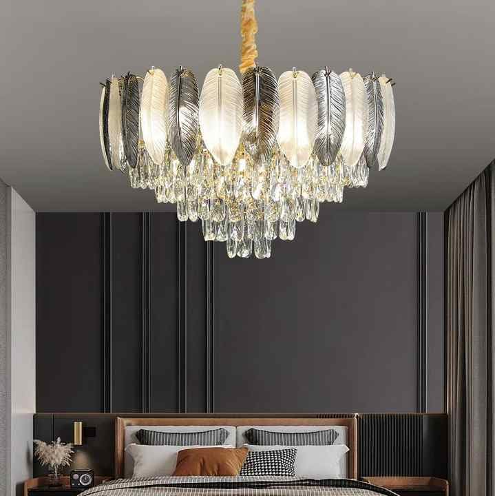 Image of 600mm Round LED Ceiling Light Crystal Chandelier Jhoomer Lighting Fixture Modern Pendant Lamp for Living & Dining Room Bedroom
