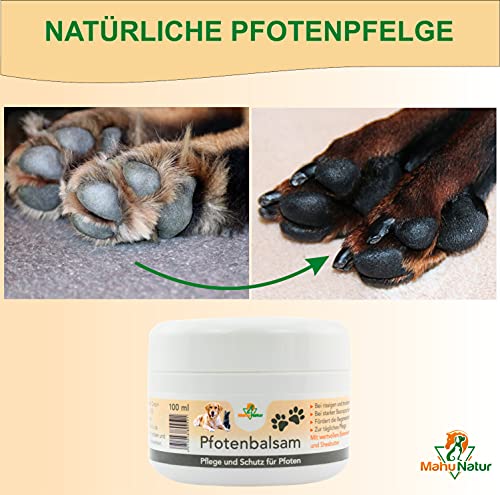 Mahu Natur 100 ml Pfotenbalsam Hund & Katze - Super Pfotenschutz Creme Und Pfotenpflege Hund Mit Wertvoller Sheabutter- Pflege Bei Trockenen Und Rissigen Pfoten