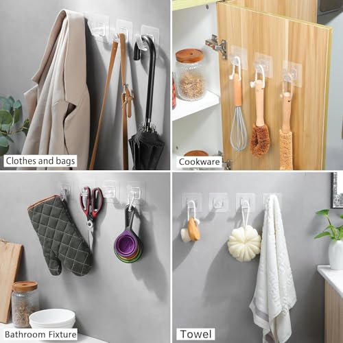 Image of 10 pcs Self Adhesive Hooks /Wall Hangings Hook /Waterproof Hooks for Wall Without Drilling Heavy Duty Bathroom Kitchen Towel Wall Hooks for Hanging Strong Coat