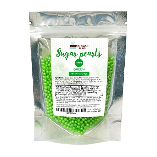 Sugar Pearls - Pearlized Green 4 mm - 4 oz